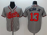 Braves 13 Ronald Acuna Jr. Gray Cool Base Baseball Jerseys,baseball caps,new era cap wholesale,wholesale hats